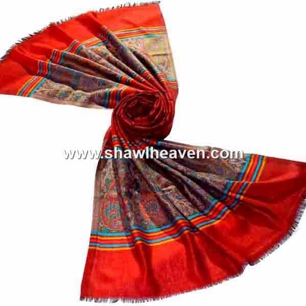 hijab/shawl in pure cashmere, red designer pashmina shawl